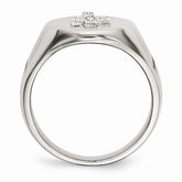 Sophia Jewelers Stainless Steel Polished Cross CZ Signet Ring for Men